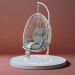 Moon Knight Wicker Outdoor Hanging Egg Chair - Grey White Outdoor Chair Nesty-Local   