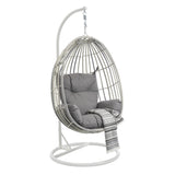 Moon Knight Wicker Outdoor Hanging Egg Chair - Grey White Outdoor Chair Nesty-Local   
