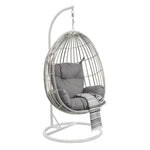 Moon Knight Wicker Outdoor Hanging Egg Chair - Grey White Outdoor Chair Nesty-Local   