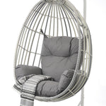 Moon Knight Wicker Outdoor Hanging Egg Chair - Grey White Outdoor Chair Nesty-Local   