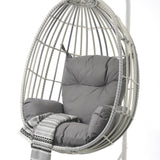 Moon Knight Wicker Outdoor Hanging Egg Chair - Grey White Outdoor Chair Nesty-Local   