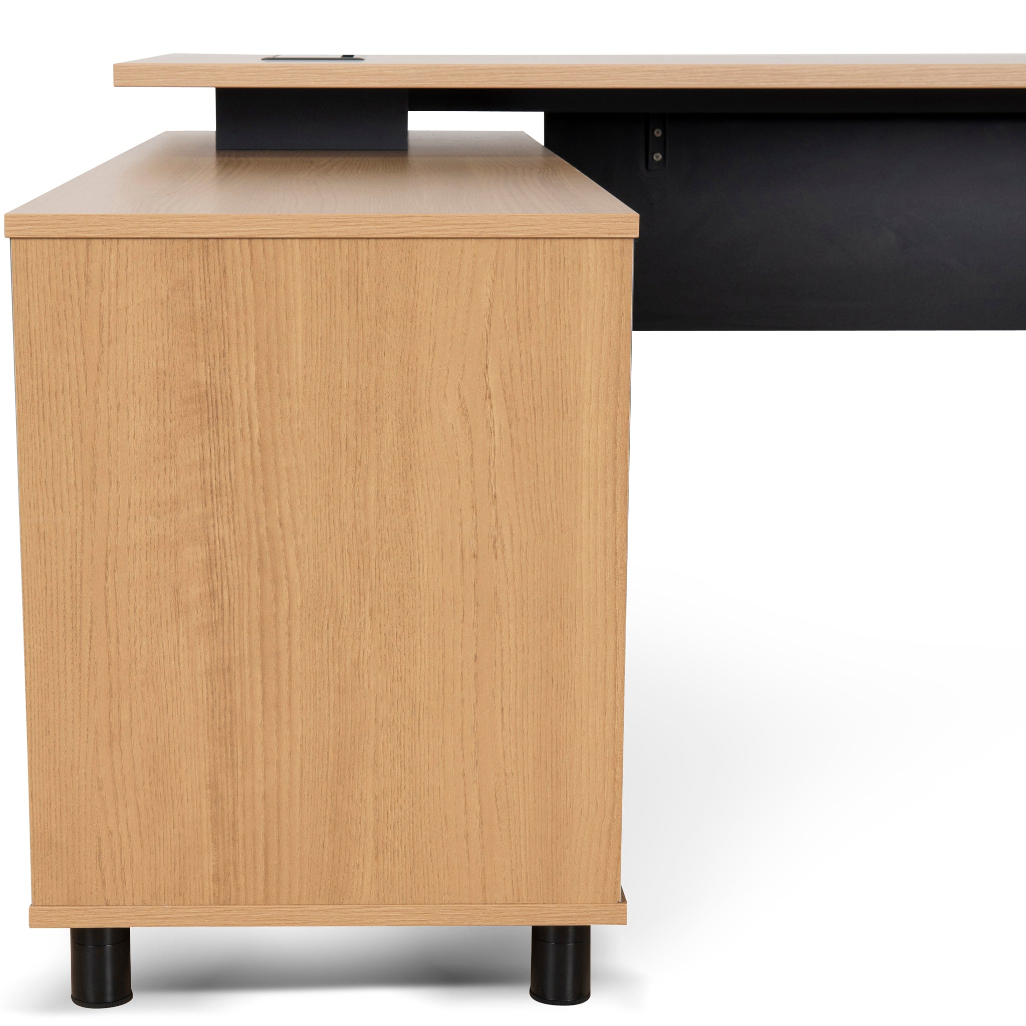 Halo 1.8m Executive Desk Left Return with Black Legs - Natural Office Desk Sun Desk-Core   