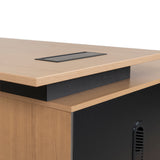 Halo 1.8m Executive Desk Left Return with Black Legs - Natural Office Desk Sun Desk-Core   