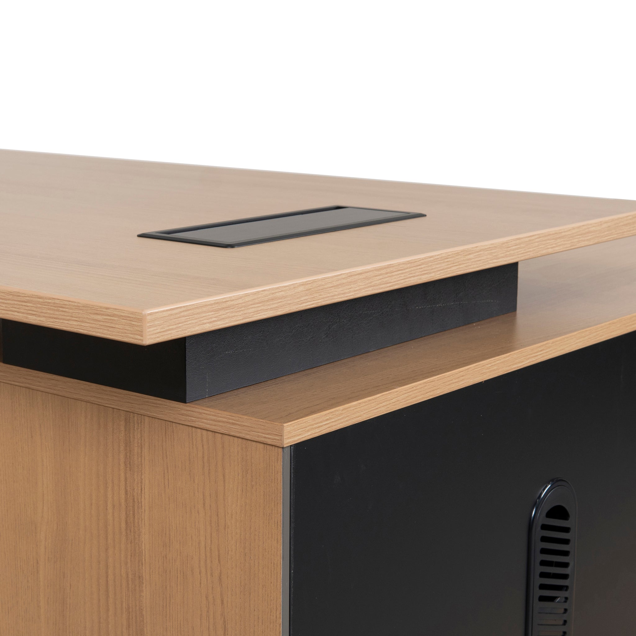 Halo 1.8m Executive Desk Left Return with Black Legs - Natural Office Desk Sun Desk-Core   