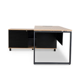 Halo 1.8m Executive Desk Left Return with Black Legs - Natural Office Desk Sun Desk-Core   