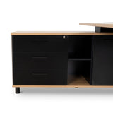 Halo 1.8m Executive Desk Left Return with Black Legs - Natural Office Desk Sun Desk-Core   