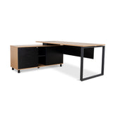 Halo 1.8m Executive Desk Left Return with Black Legs - Natural Office Desk Sun Desk-Core   