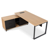 Halo 1.8m Executive Desk Left Return with Black Legs - Natural Office Desk Sun Desk-Core   