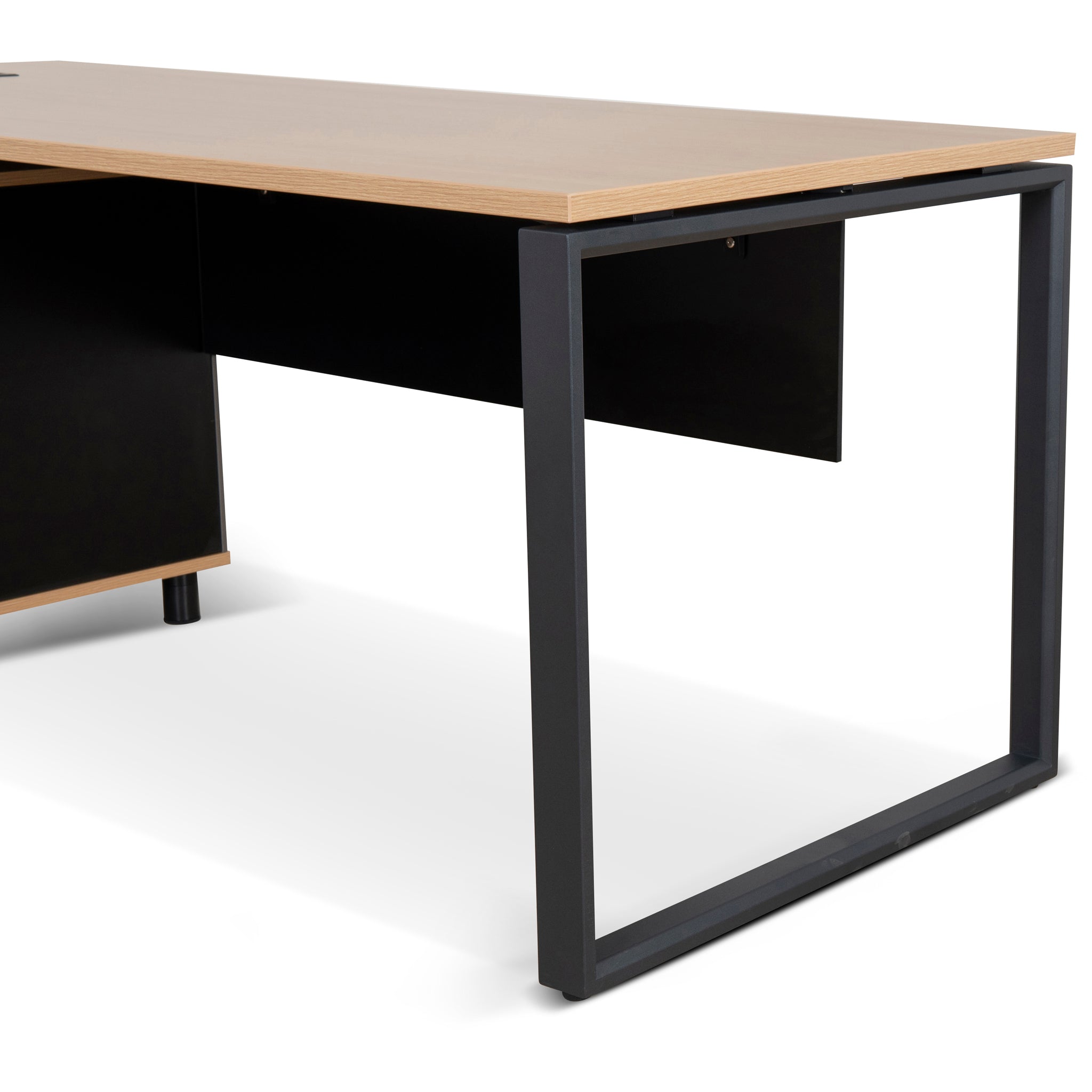 Halo 1.8m Executive Desk Left Return with Black Legs - Natural Office Desk Sun Desk-Core   
