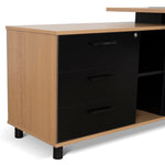 Halo 1.8m Executive Desk Left Return with Black Legs - Natural Office Desk Sun Desk-Core   