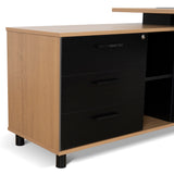 Halo 1.8m Executive Desk Left Return with Black Legs - Natural Office Desk Sun Desk-Core   