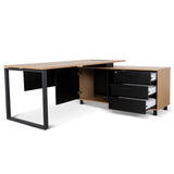 Halo 1.8m Executive Desk Right Return with Black Legs - Natural Office Desk Sun Desk-Core   