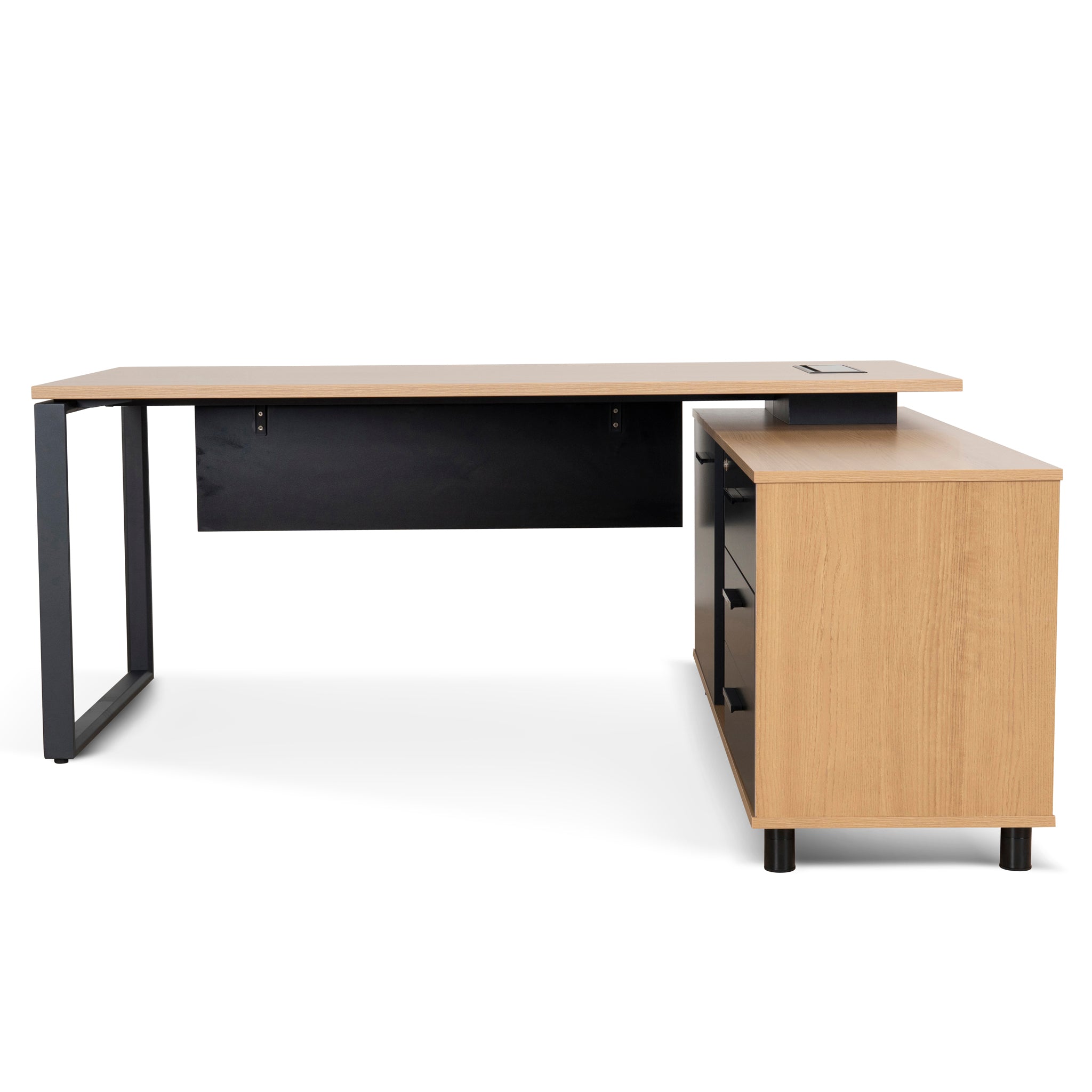 Halo 1.8m Executive Desk Right Return with Black Legs - Natural Office Desk Sun Desk-Core   