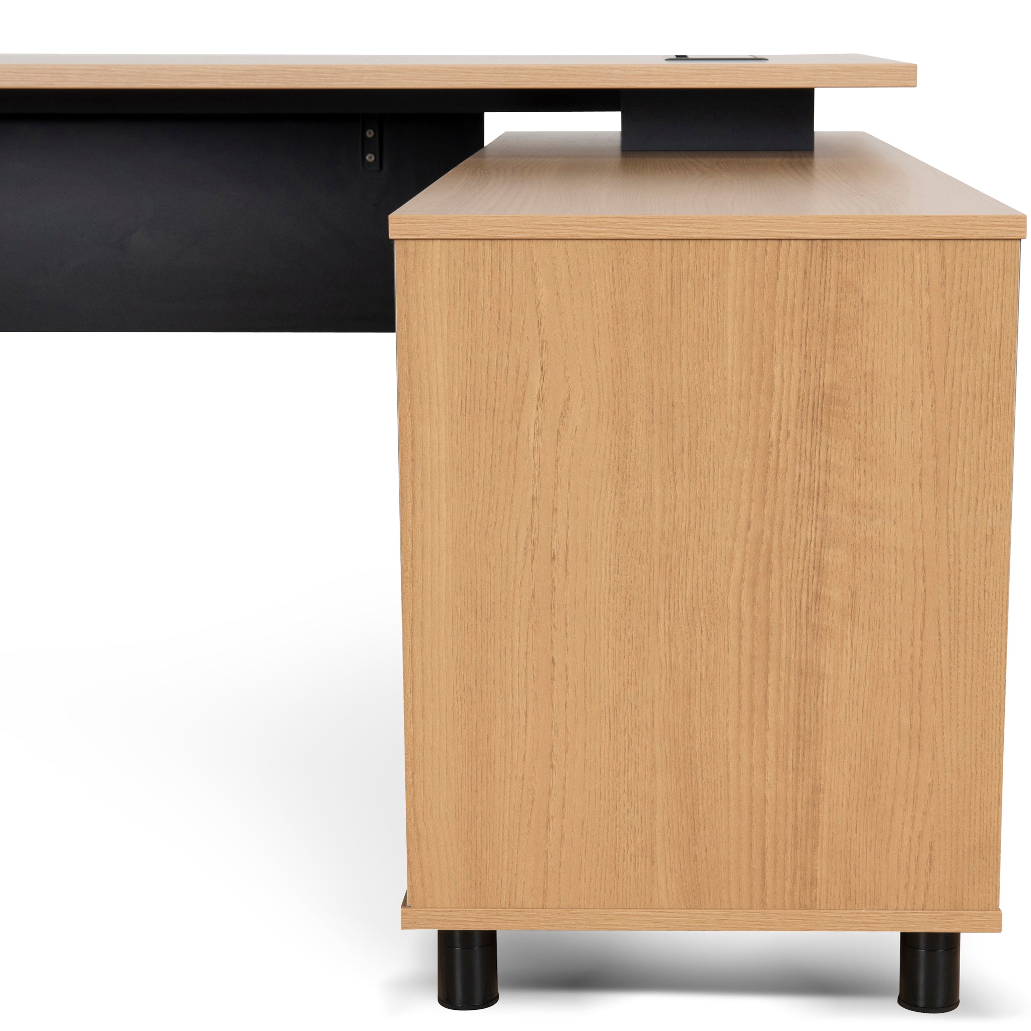 Halo 1.8m Executive Desk Right Return with Black Legs - Natural Office Desk Sun Desk-Core   