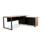 Halo 1.8m Executive Desk Right Return with Black Legs - Natural Office Desk Sun Desk-Core   