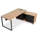 Halo 1.8m Executive Desk Right Return with Black Legs - Natural Office Desk Sun Desk-Core   