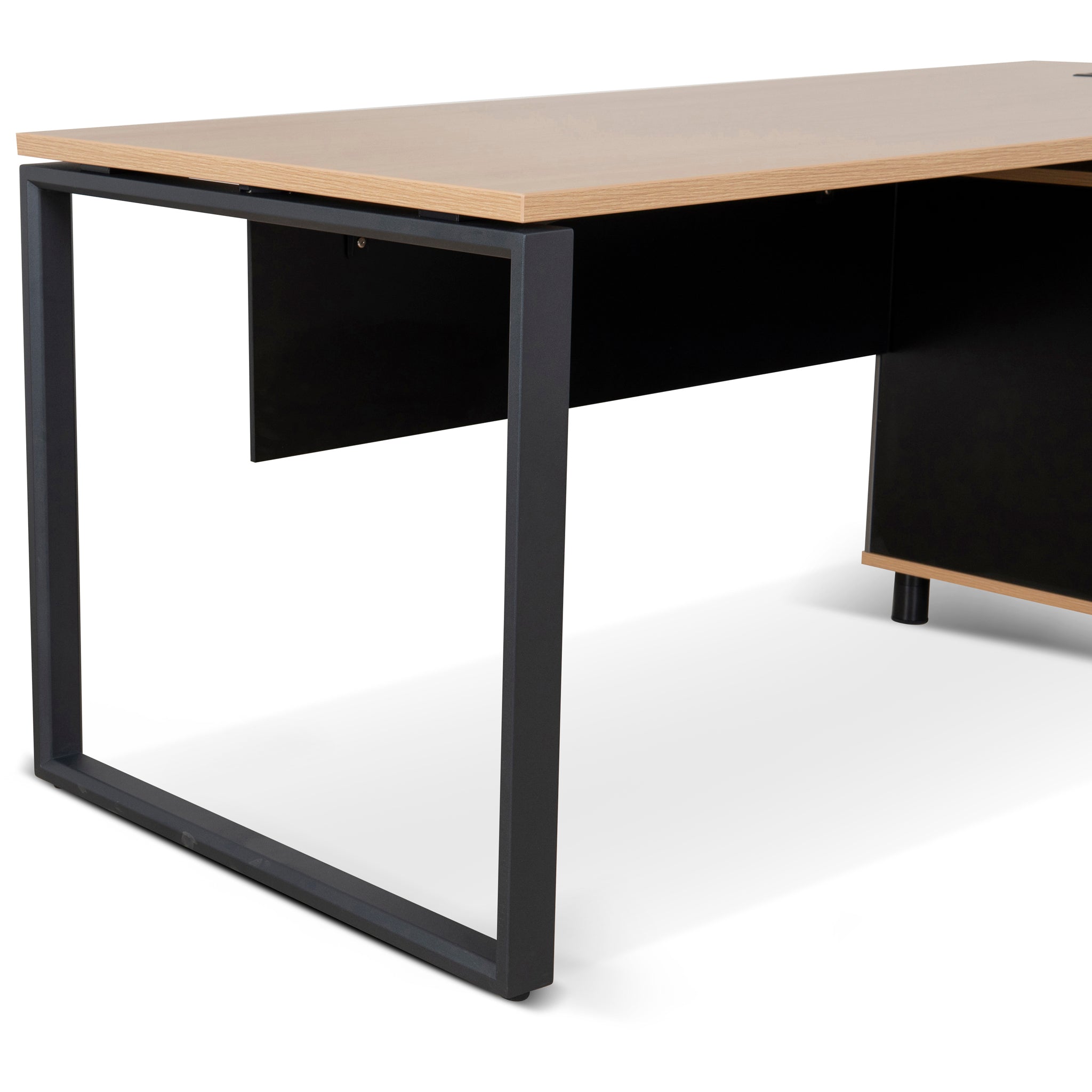 Halo 1.8m Executive Desk Right Return with Black Legs - Natural Office Desk Sun Desk-Core   