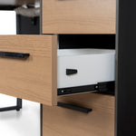 Halo 1.6m Single Seater Natural Office Desk - Black Legs Executive Desk Sun Desk-Core