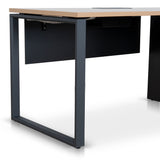 Halo 1.6m Single Seater Natural Office Desk - Black Legs Executive Desk Sun Desk-Core