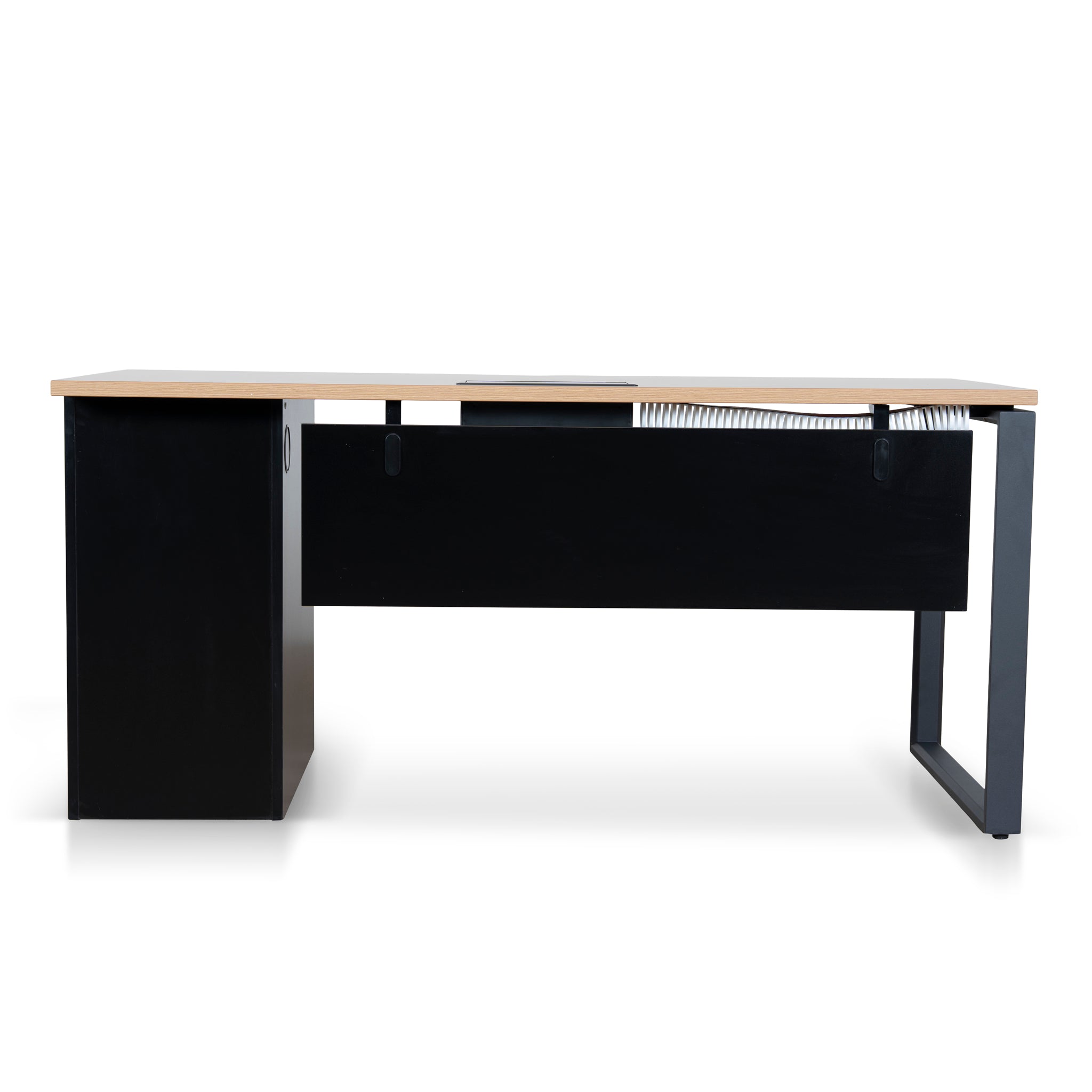 Halo 1.6m Single Seater Natural Office Desk - Black Legs Executive Desk Sun Desk-Core