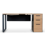 Halo 1.6m Single Seater Natural Office Desk - Black Legs Executive Desk Sun Desk-Core