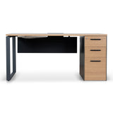 Halo 1.6m Single Seater Natural Office Desk - Black Legs Executive Desk Sun Desk-Core