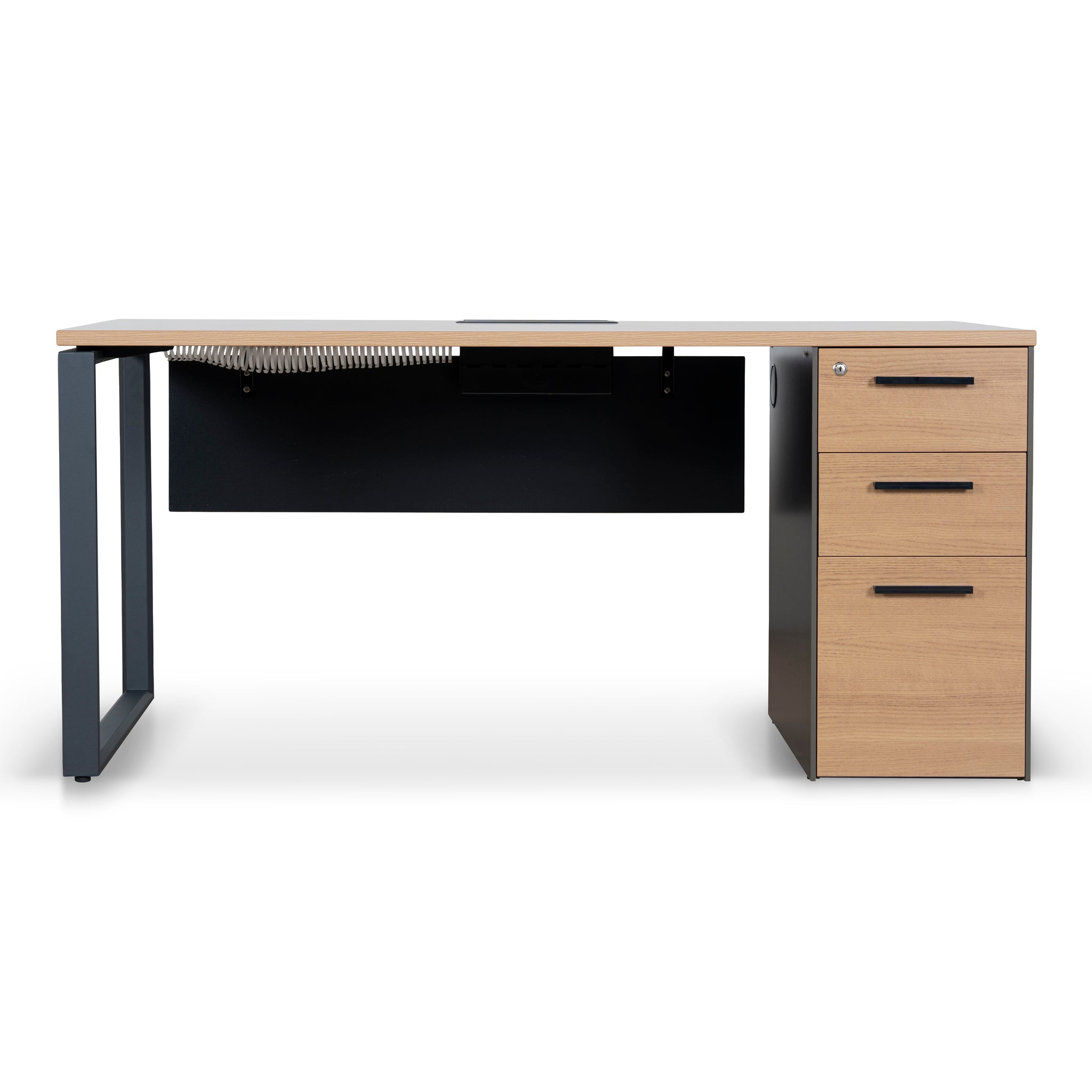 Halo 1.6m Single Seater Natural Office Desk - Black Legs Executive Desk Sun Desk-Core
