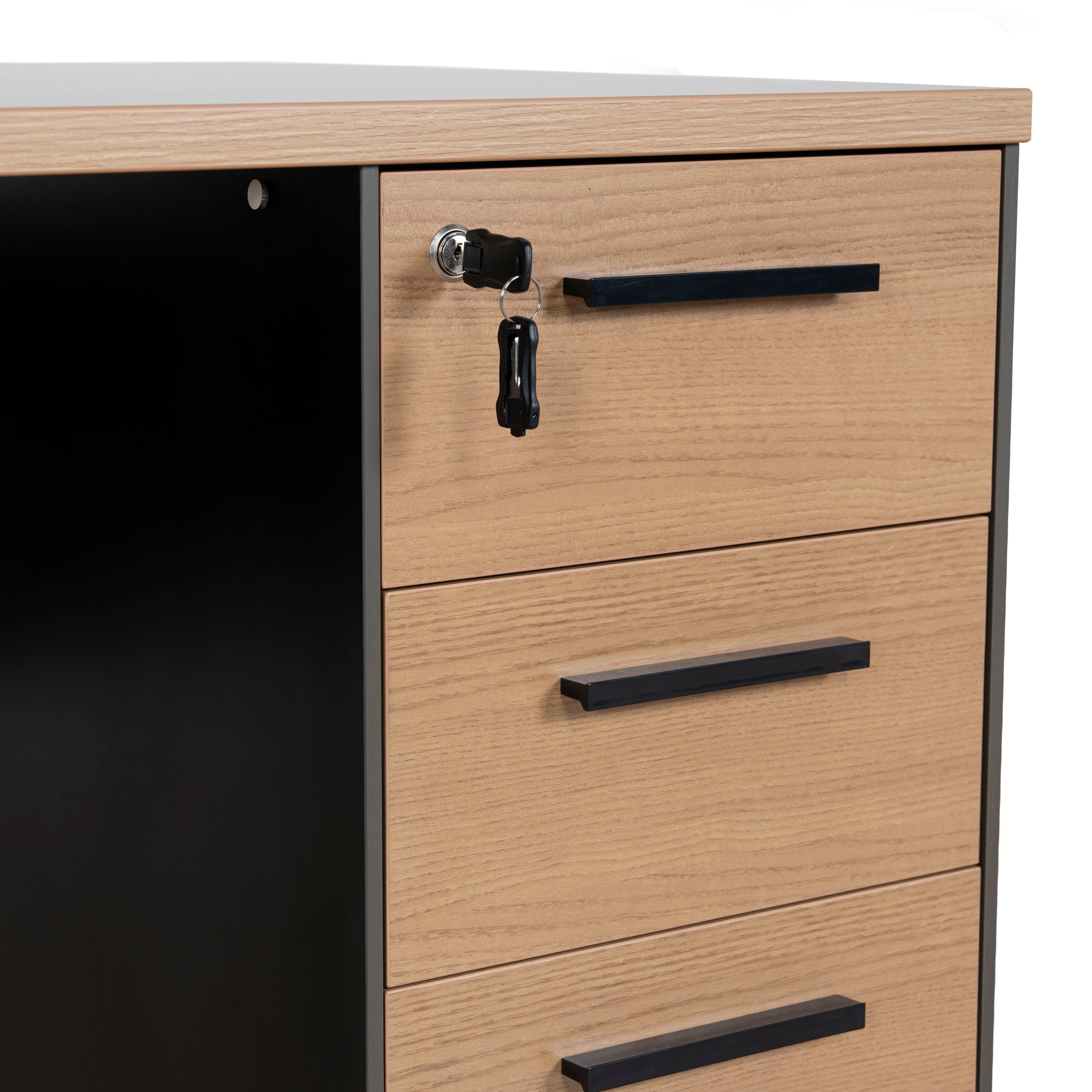 Halo 1.6m Single Seater Natural Office Desk - Black Legs Executive Desk Sun Desk-Core