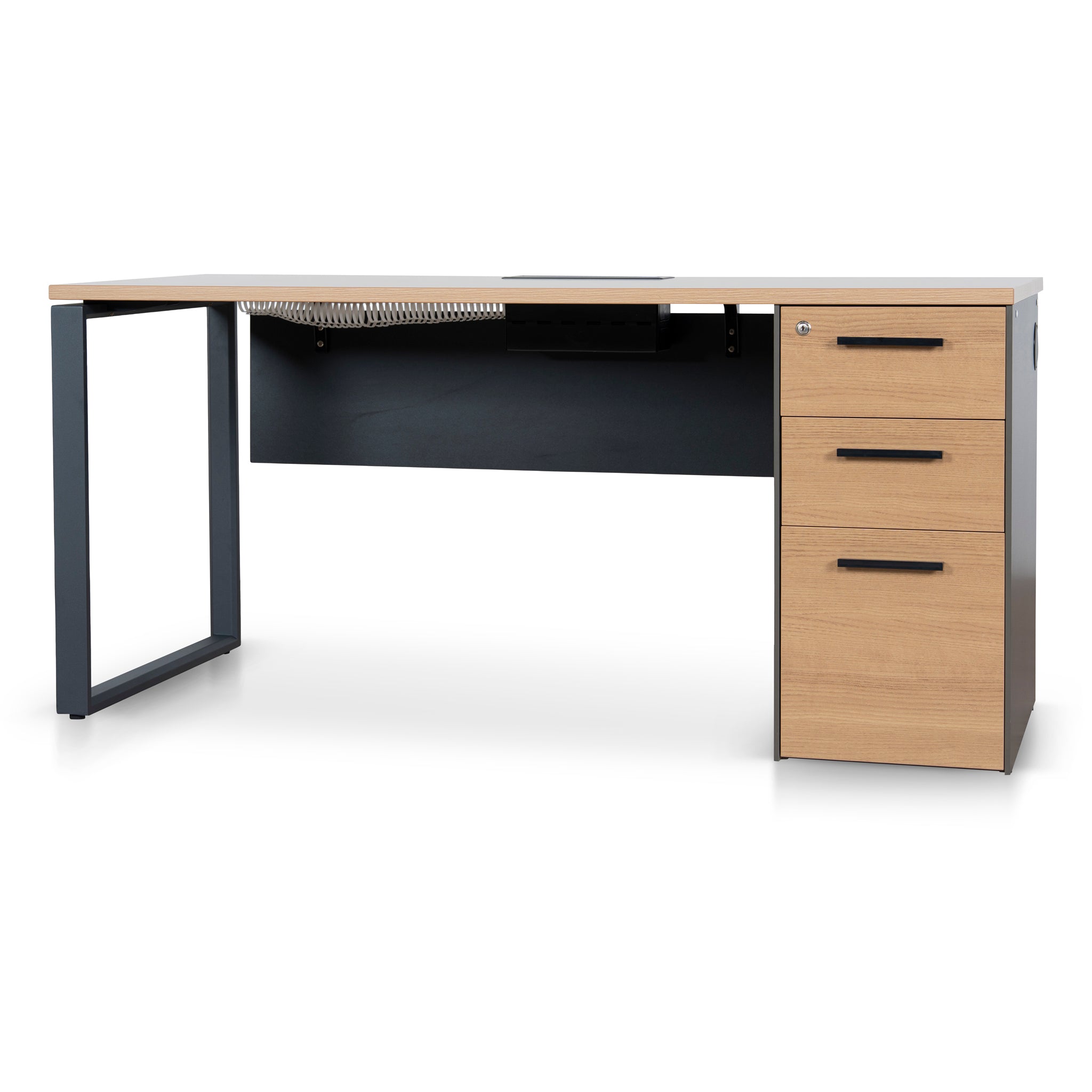 Halo 1.6m Single Seater Natural Office Desk - Black Legs Executive Desk Sun Desk-Core