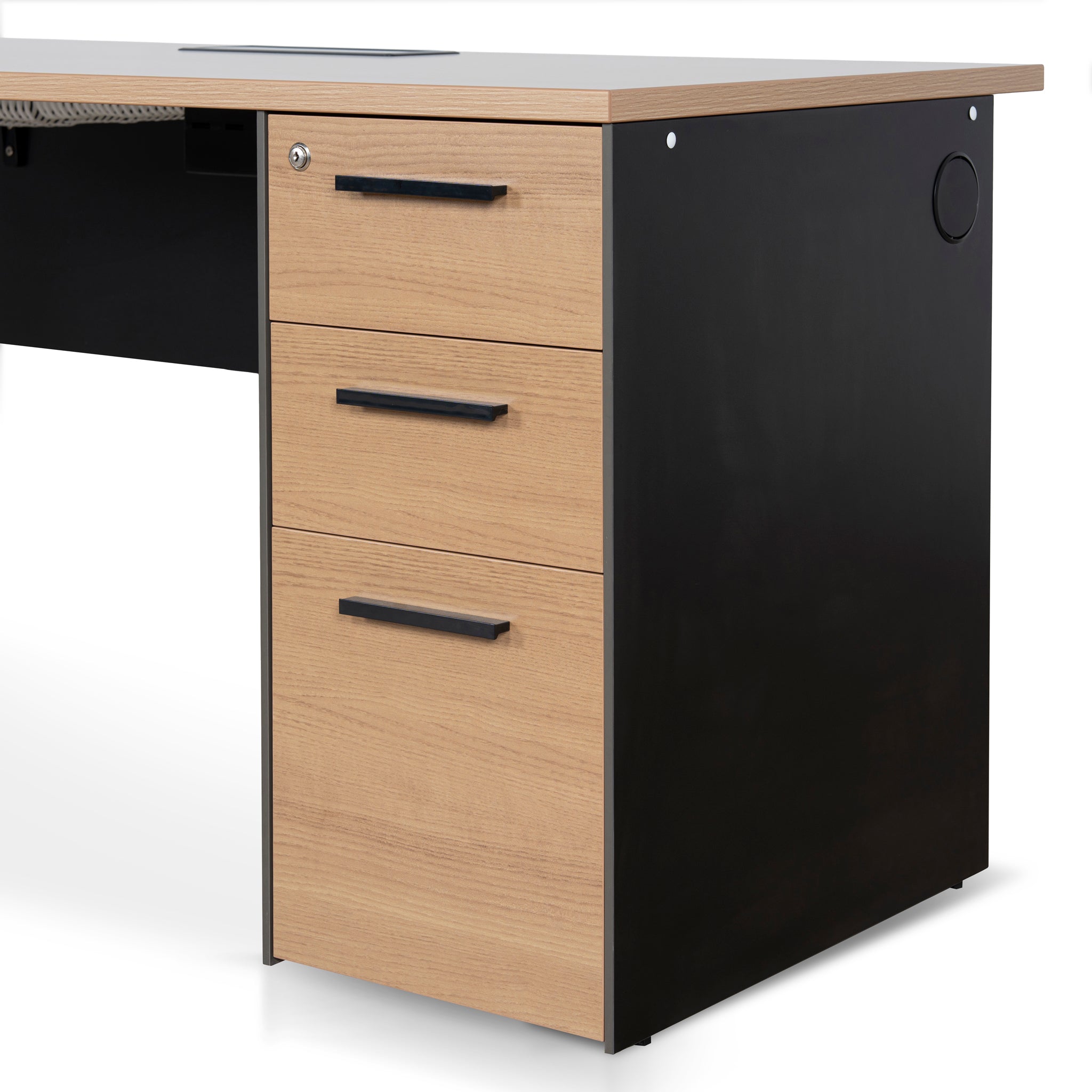 Halo 1.6m Single Seater Natural Office Desk - Black Legs Executive Desk Sun Desk-Core