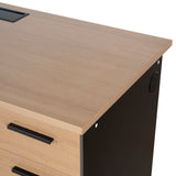Halo 1.6m Single Seater Natural Office Desk - Black Legs Executive Desk Sun Desk-Core