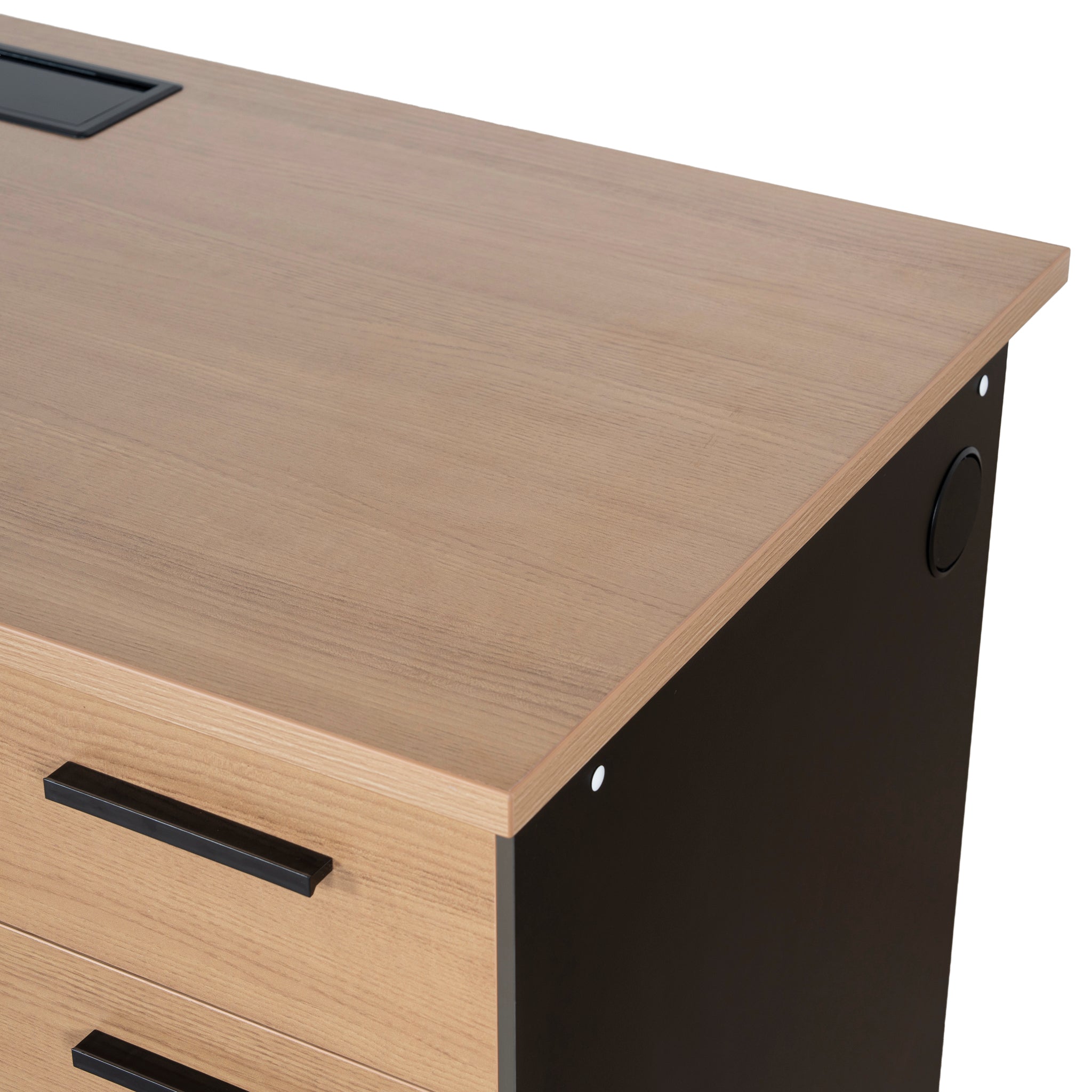 Halo 1.6m Single Seater Natural Office Desk - Black Legs Executive Desk Sun Desk-Core