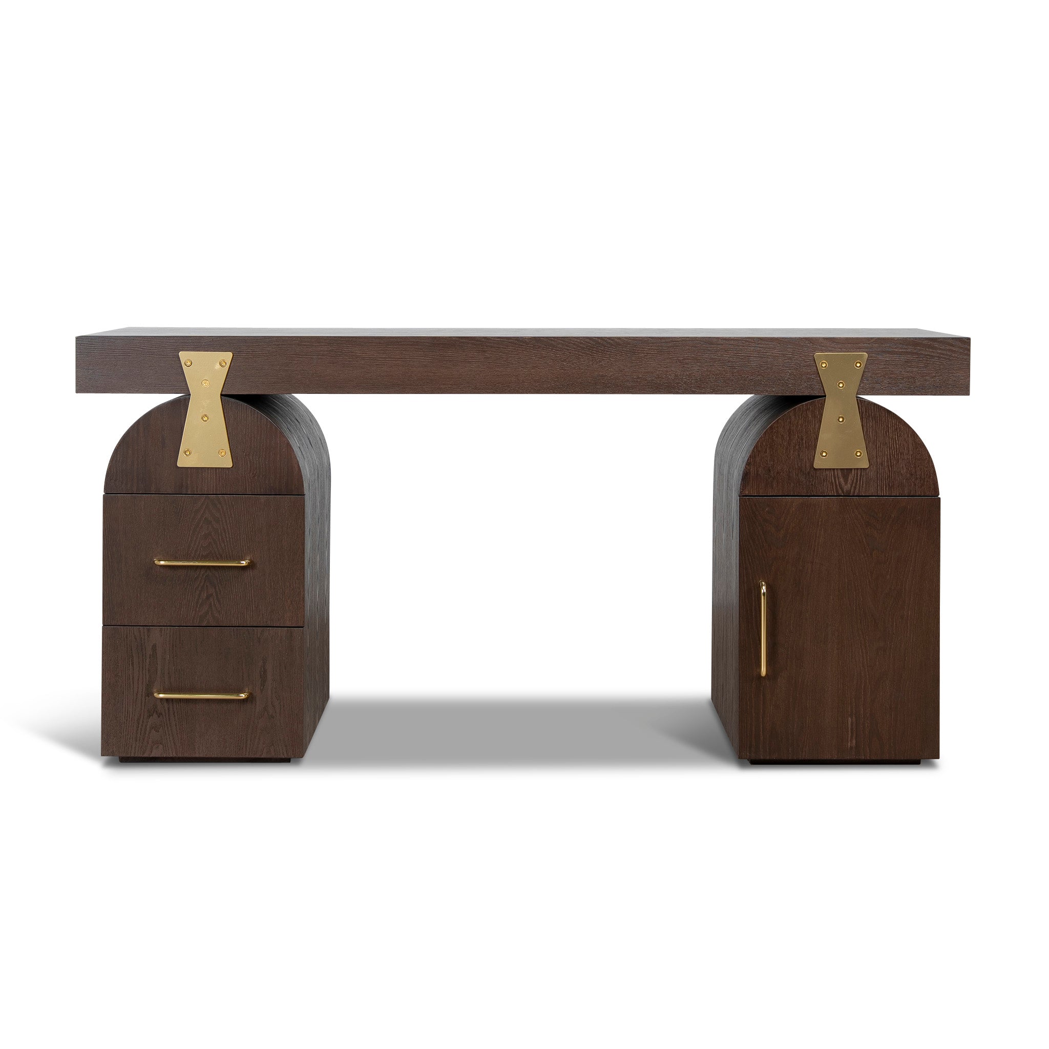 Junon 1.55m New Elm Home Office Desk - Walnut Office Desk Nicki-Core