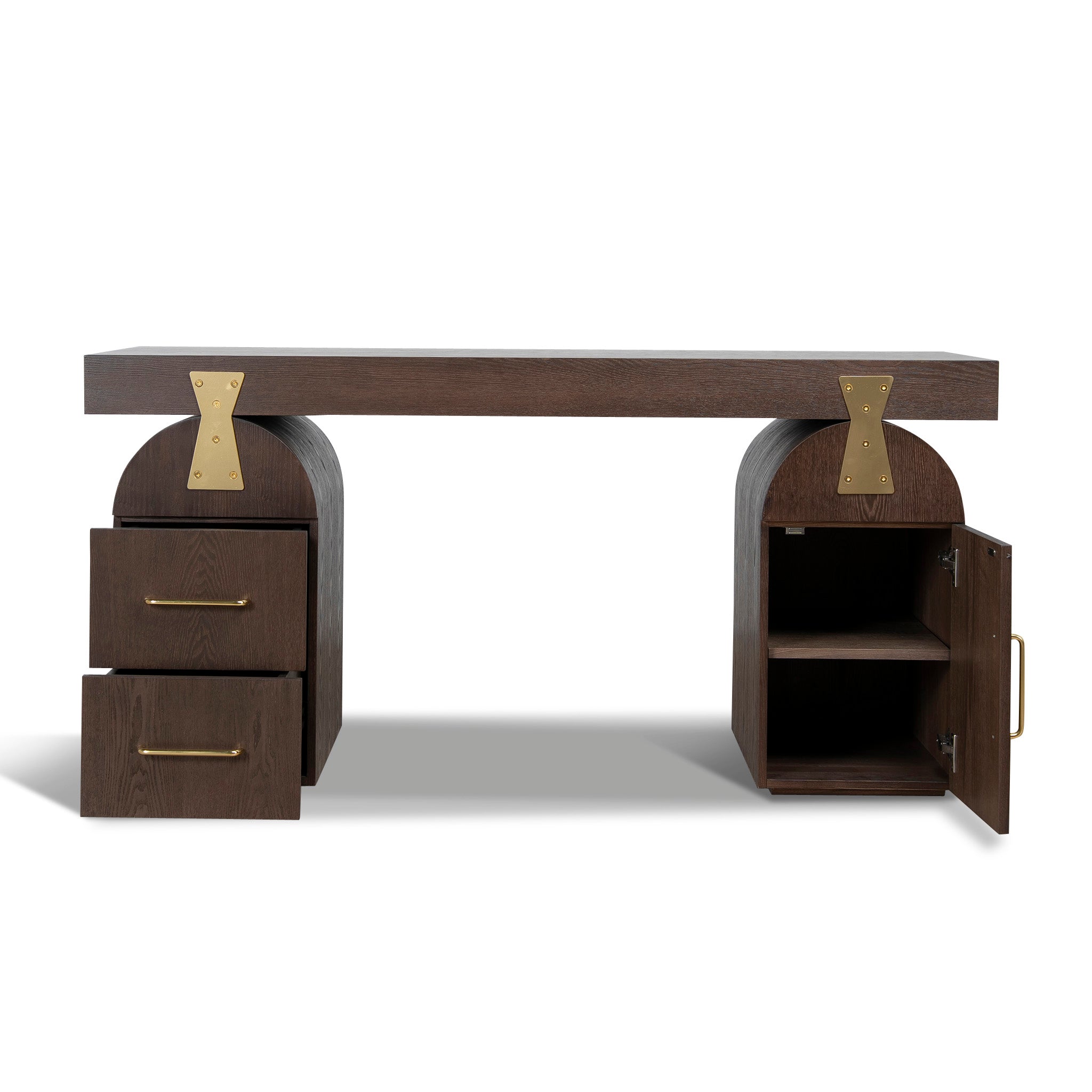 Junon 1.55m New Elm Home Office Desk - Walnut Office Desk Nicki-Core