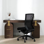 Junon 1.55m New Elm Home Office Desk - Walnut Office Desk Nicki-Core