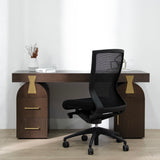 Junon 1.55m New Elm Home Office Desk - Walnut Office Desk Nicki-Core