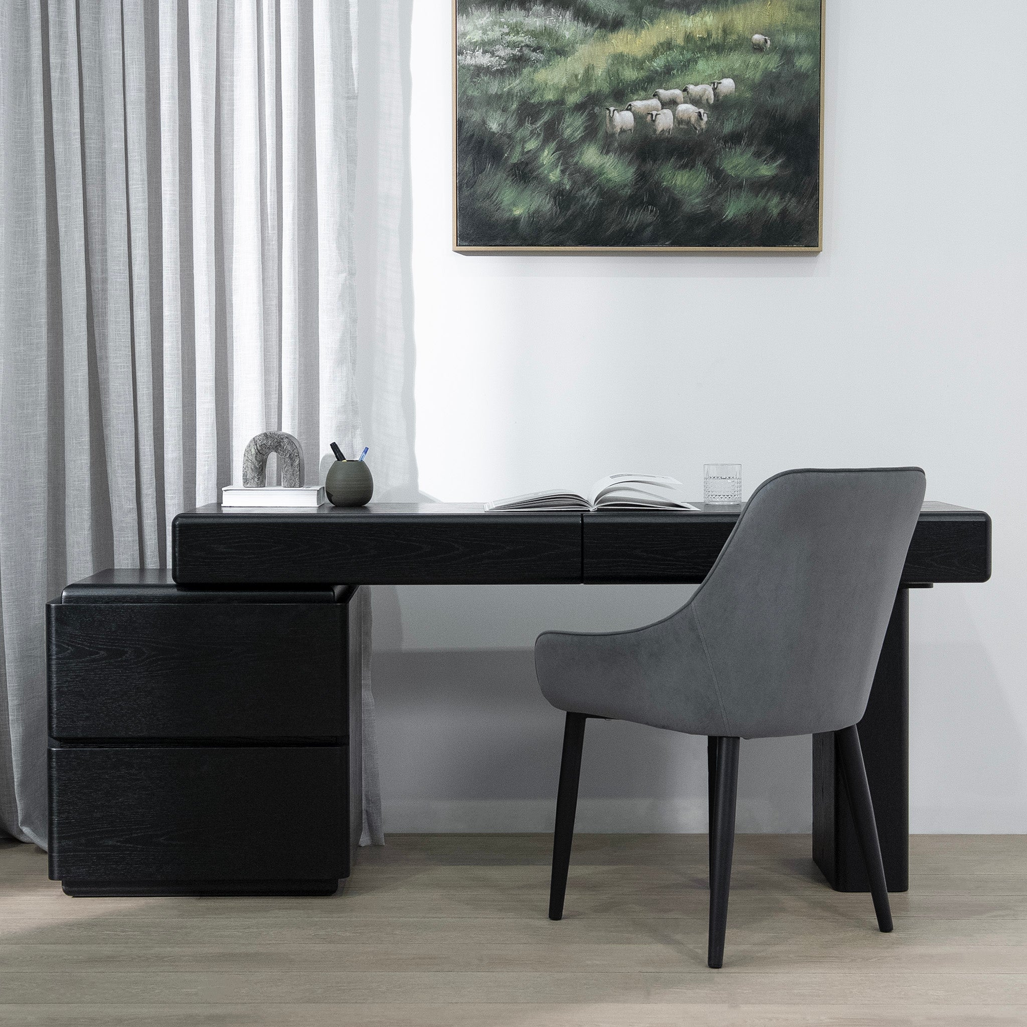 Orrion 1.6m Office desk - Black Oak Office Desk Century-Core