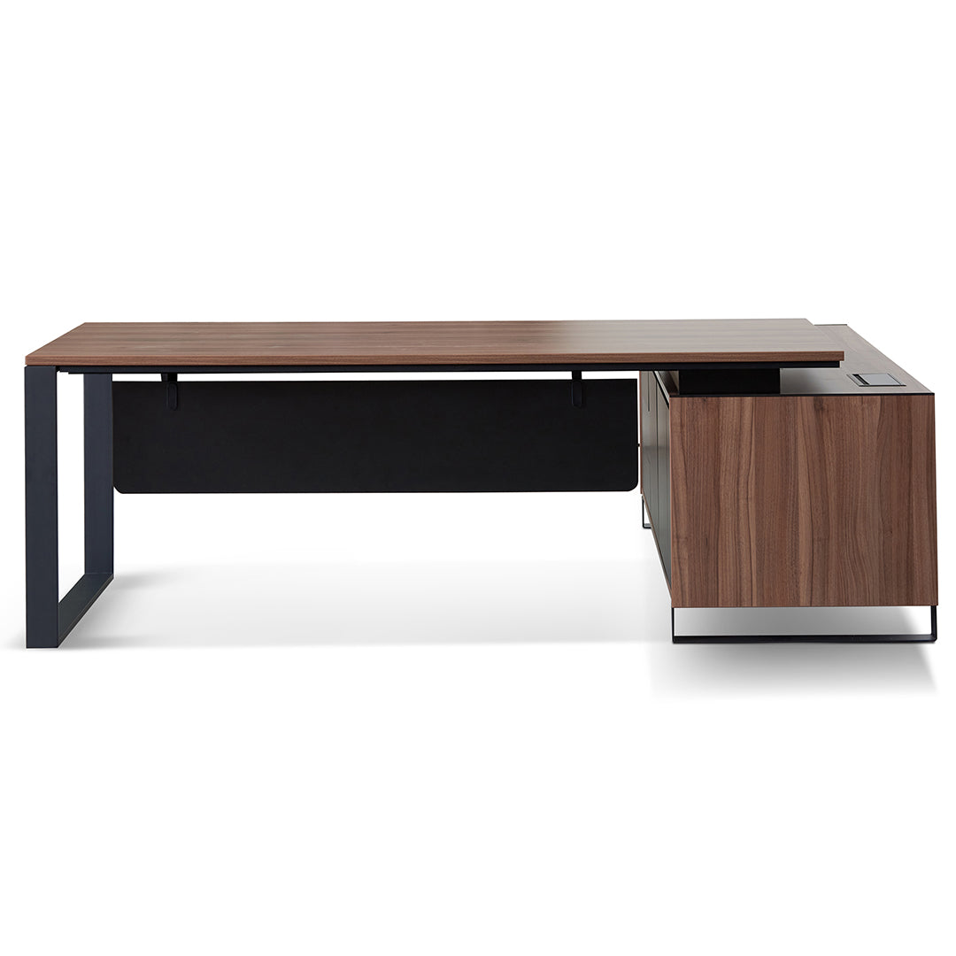 Janell 2.3m Left Return Office Desk - Walnut Office Desk Sun Desk-Core   