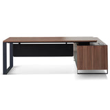 Janell 2.3m Left Return Office Desk - Walnut Office Desk Sun Desk-Core   