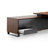 Janell 2.3m Left Return Office Desk - Walnut Office Desk Sun Desk-Core   