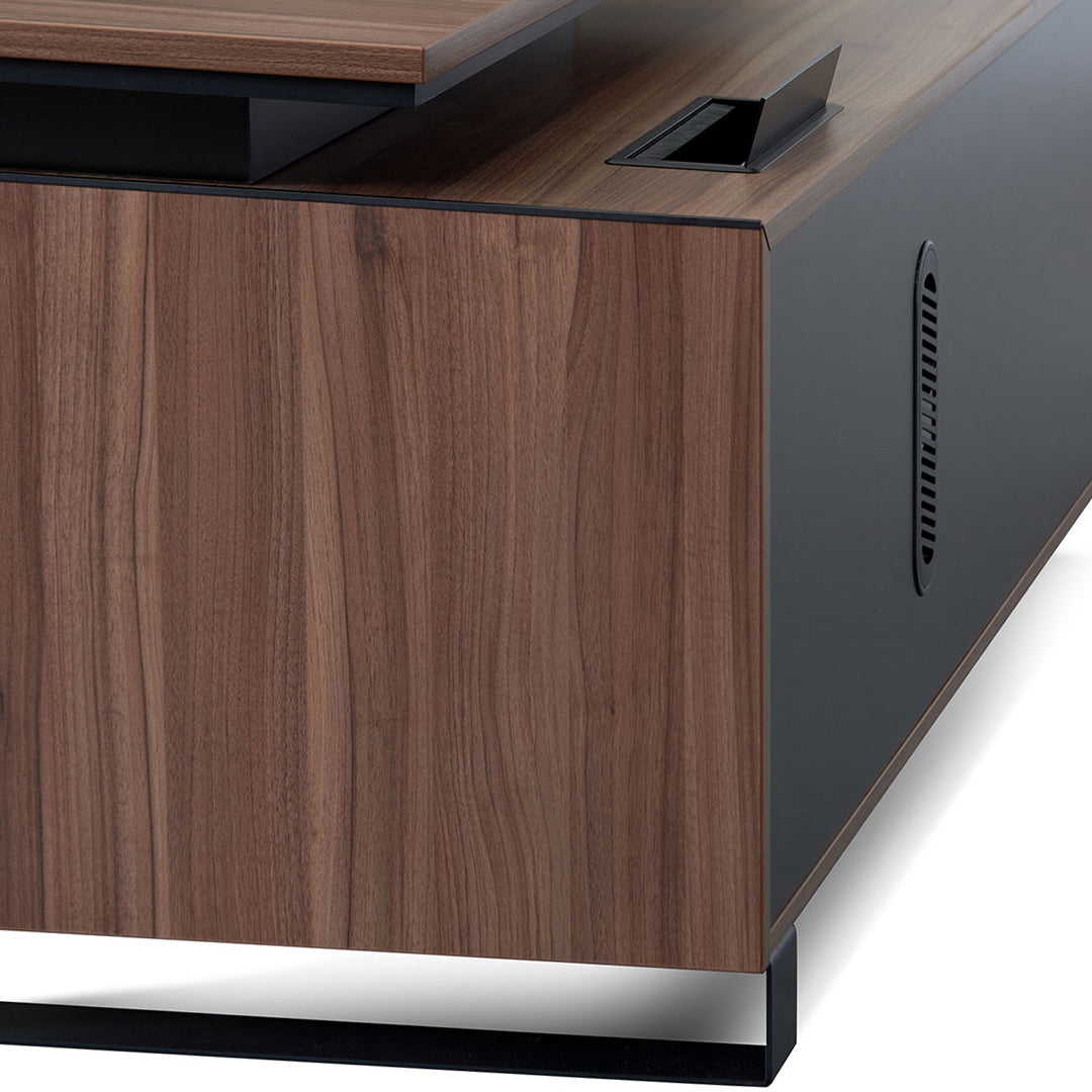 Janell 2.3m Left Return Office Desk - Walnut Office Desk Sun Desk-Core   