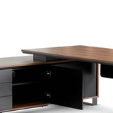 Janell 2.3m Left Return Office Desk - Walnut Office Desk Sun Desk-Core   