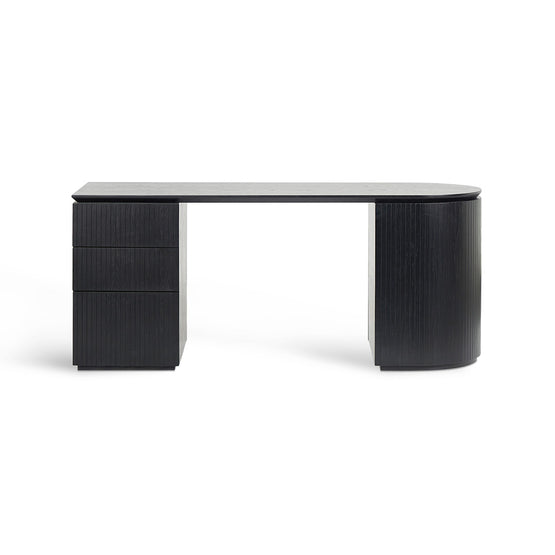 Albina 1.77m Left Drawer Office Desk - Black Oak Office Desk Century-Core   