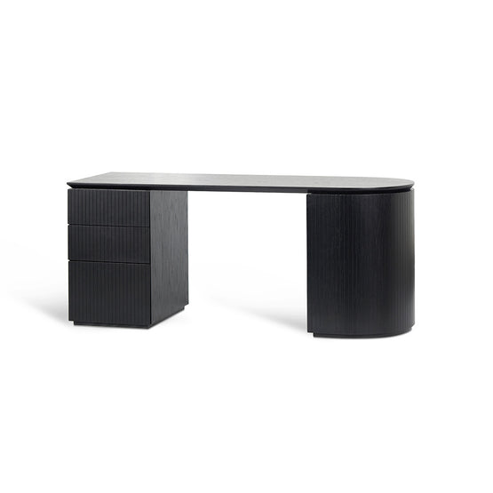 Albina 1.77m Left Drawer Office Desk - Black Oak Office Desk Century-Core   
