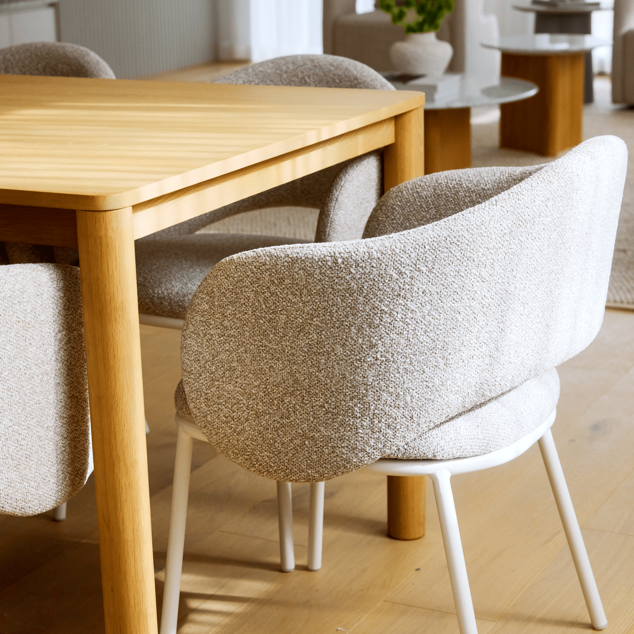 Set of 2 - Davis Natural Dining Chair - Grey Seat