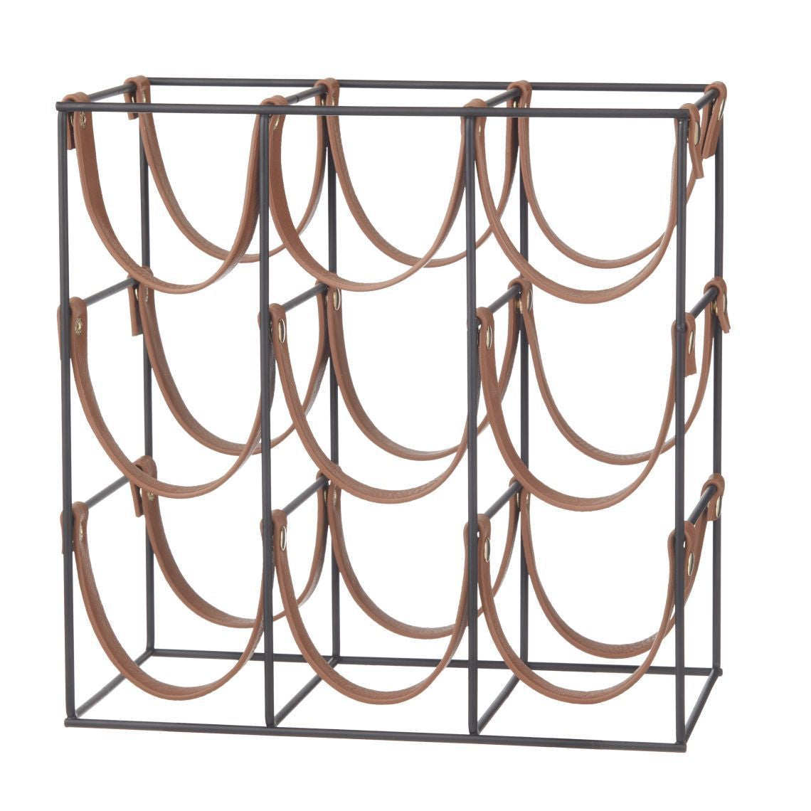 Ex Display - Orell 9 Bottles PU Leather Wine Rack - Tan Wine Rack Albi-Local