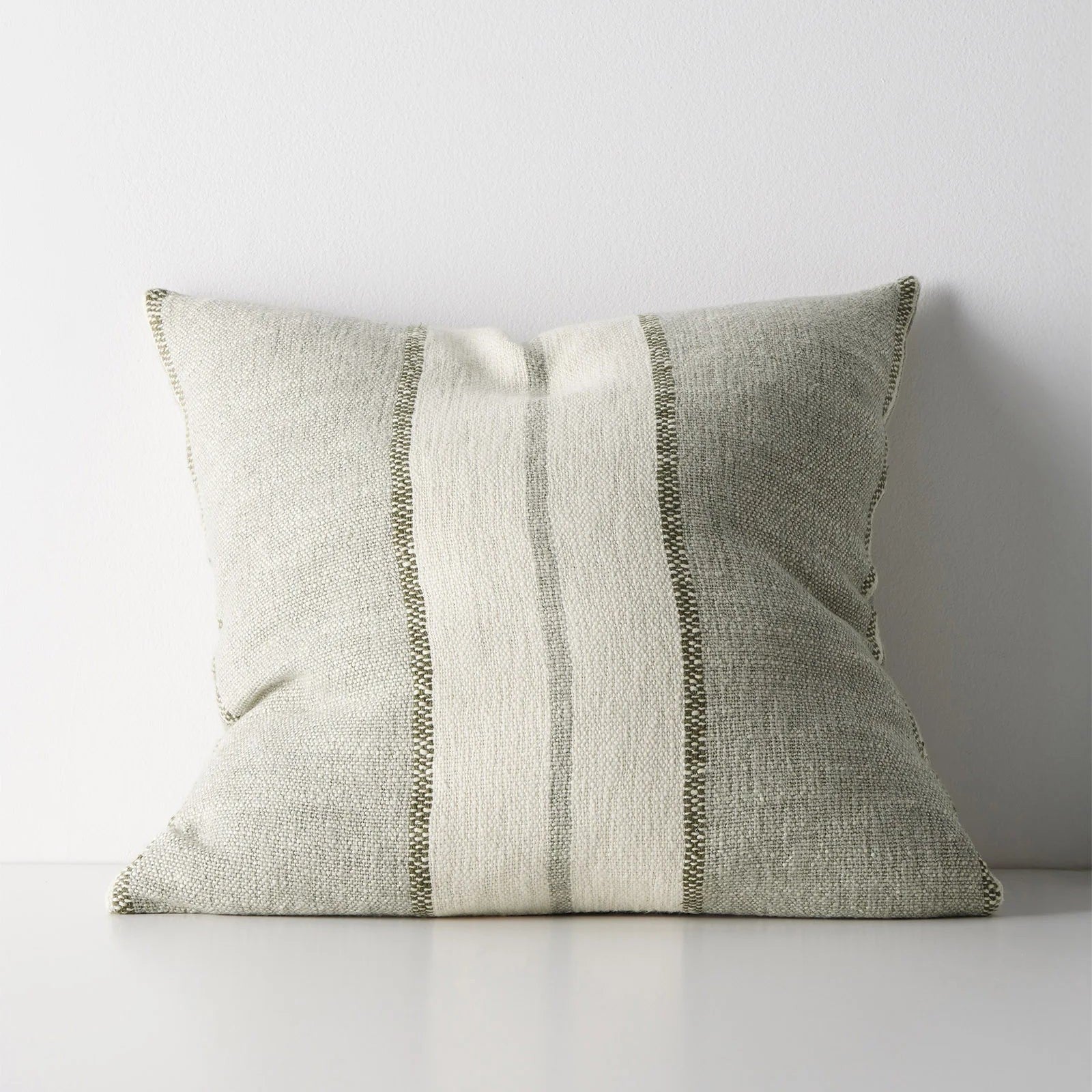 Ottavio 50cm Chunky Linen Blend Stripe Cushion Cushion Weave-Local Ottavio Lagoon Polyester