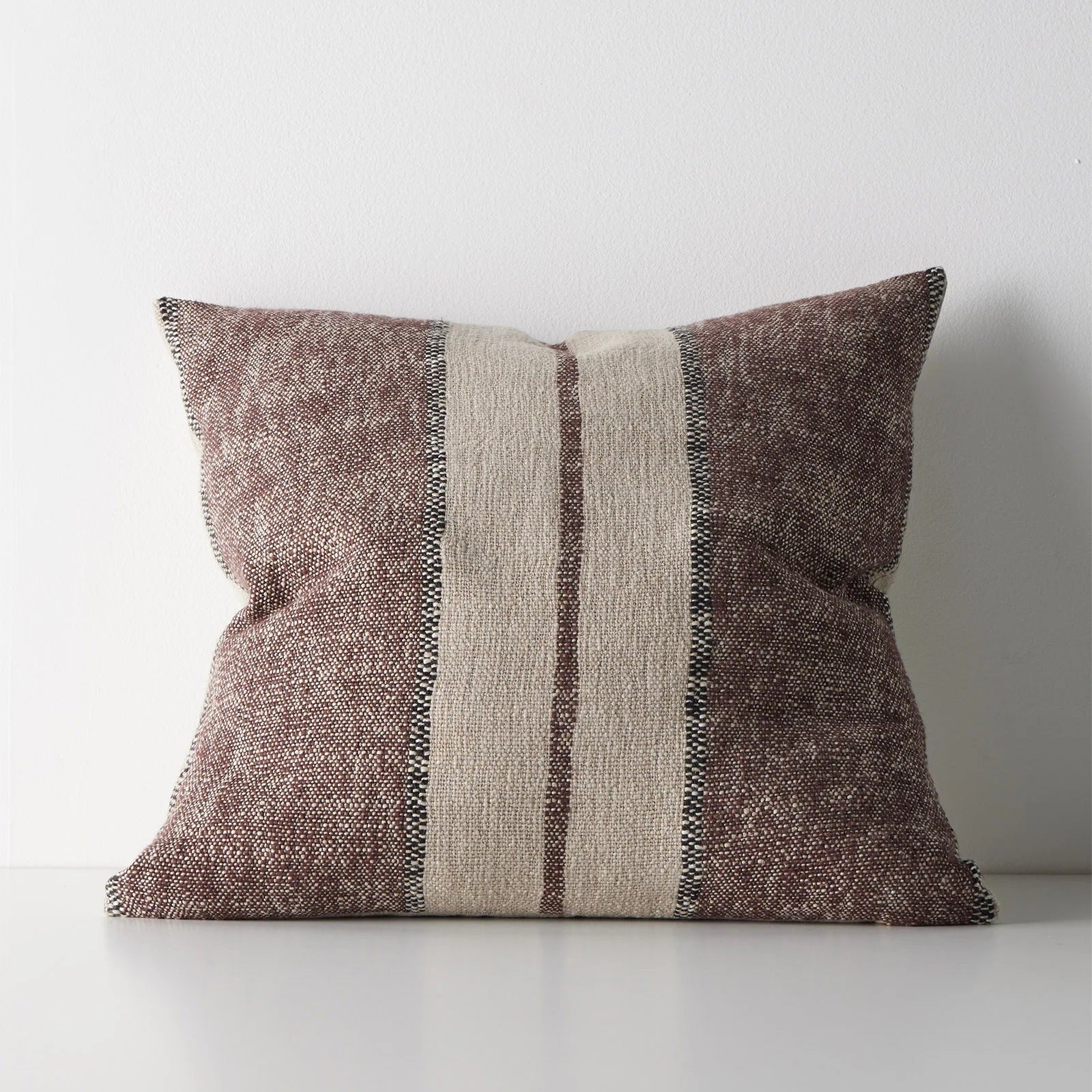 Ottavio 50cm Chunky Linen Blend Stripe Cushion Cushion Weave-Local Ottavio Mulberry Polyester