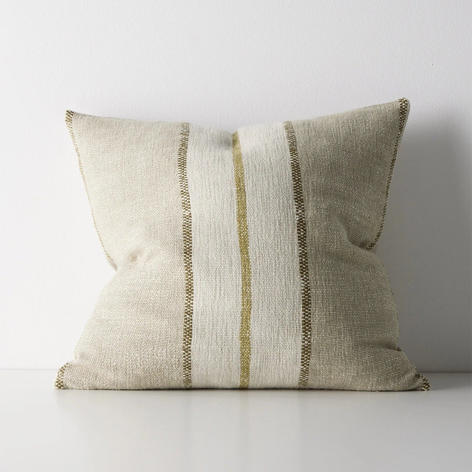 Ottavio 50cm Chunky Linen Blend Stripe Cushion Cushion Weave-Local Ottavio Willow Polyester