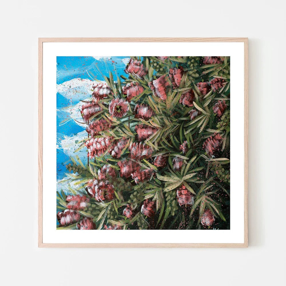 Our Adventure Begins - Bottle Brush Flowers, By Hsin Lin Wall Art Gioia-Local Black Framed Poster 50x50cm